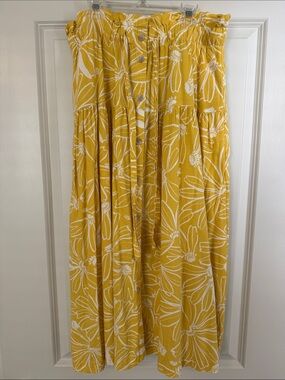 Universal Thread Yellow Floral Button-Front Maxi Skirt